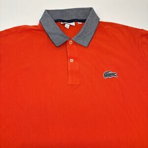Lacoste Mens 4XL Solid Orange Short Sleeve Polo 100% Cotton Regular Fit Shirt